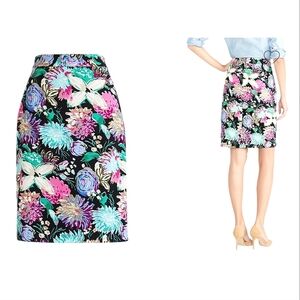 NWT J Crew Printed Stretch Cotton Sateen Pencil Skirt Corinth Floral Multi 14